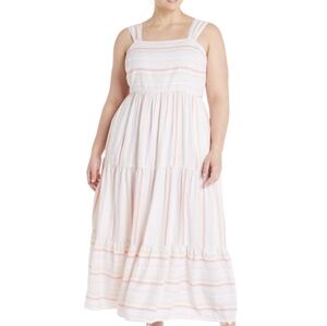 Terra & Sky Linen Striped Maxi Dress